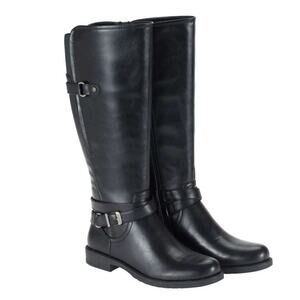 Baretraps Women's Carmella Riding Boots Size 6 Black Zip-Up Buckle Knee High NIB
